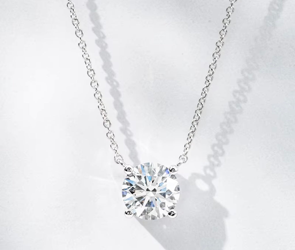 1.10 ct Round Lab-Grown Diamond Solitaire Necklace | IGI Certified | 10K White Gold