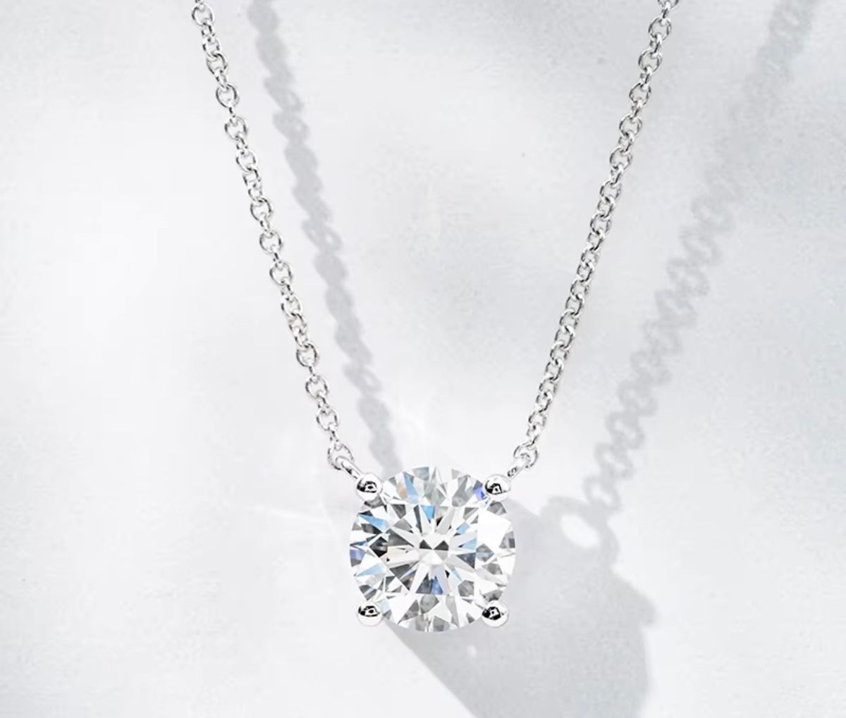1.10 ct Round Lab-Grown Diamond Solitaire Necklace | IGI Certified | 10K White Gold