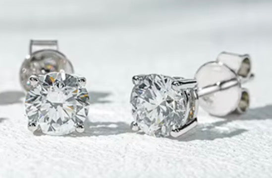 2.00 ct Round Lab-Grown Diamond Stud Earrings | IGI Certified | 10K White Gold