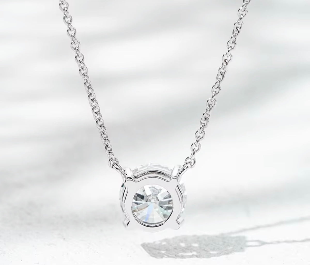 1.10 ct Round Lab-Grown Diamond Solitaire Necklace | IGI Certified | 10K White Gold