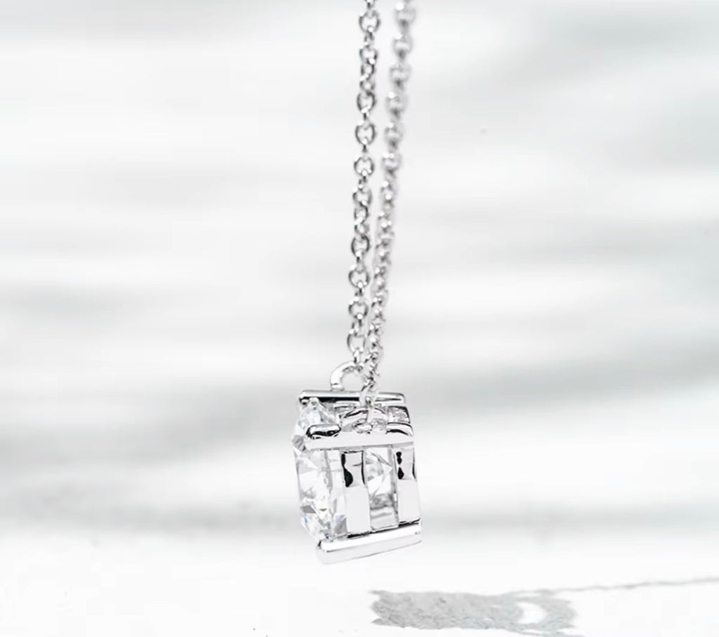 1.10 ct Round Lab-Grown Diamond Solitaire Necklace | IGI Certified | 10K White Gold