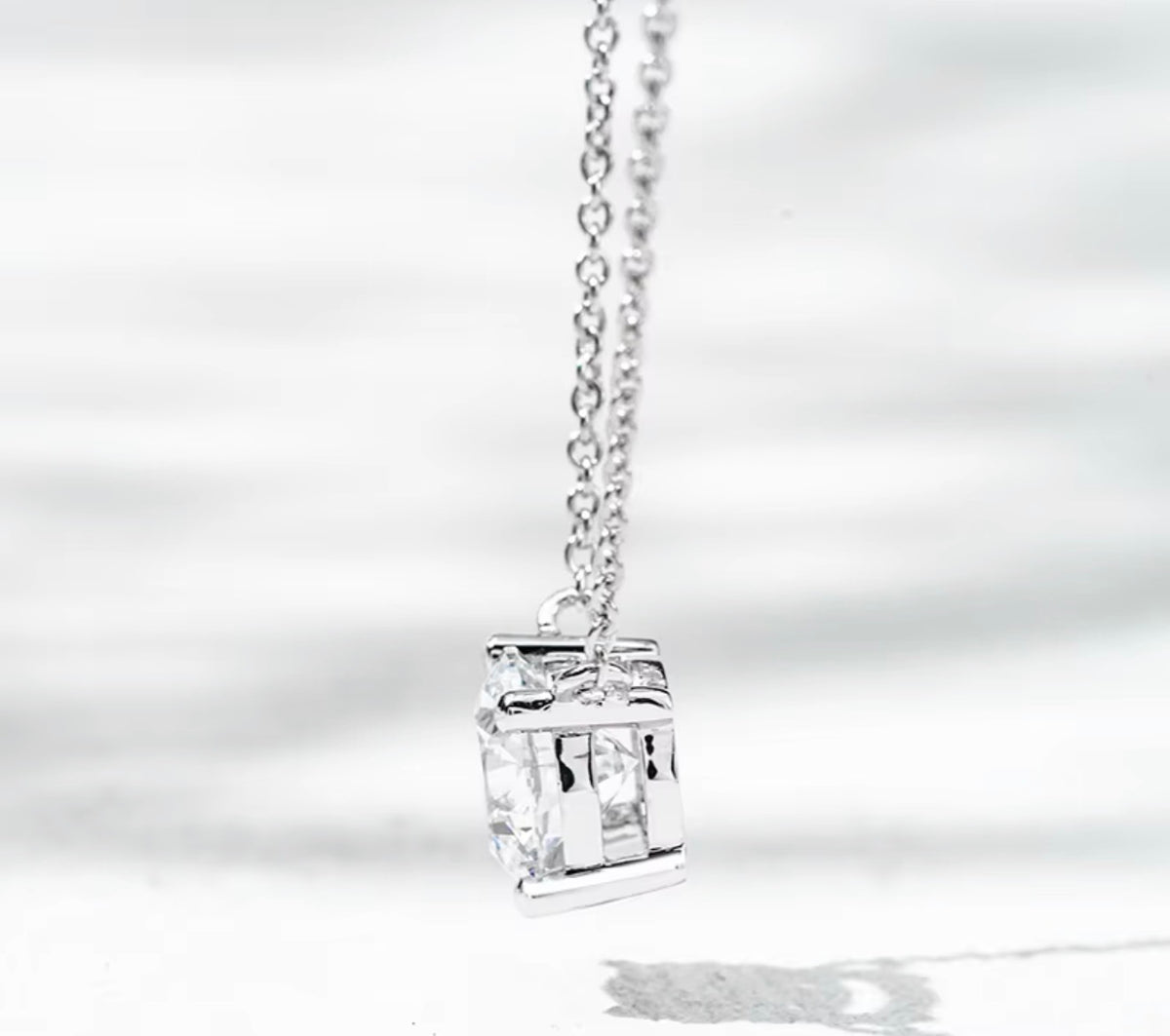 1.10 ct Round Lab-Grown Diamond Solitaire Necklace | IGI Certified | 10K White Gold