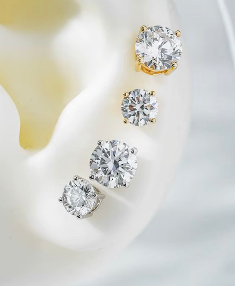 2.00 ct Round Lab-Grown Diamond Stud Earrings | IGI Certified | 10K White Gold