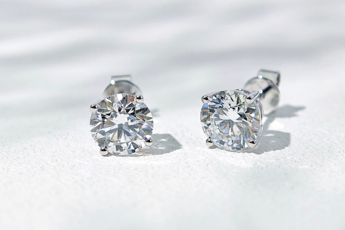 2.00 ct Round Lab-Grown Diamond Stud Earrings | IGI Certified | 10K White Gold