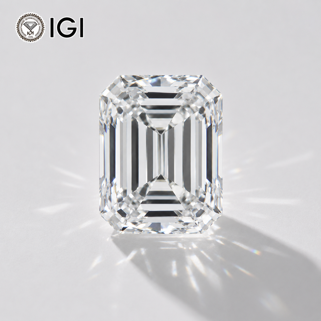 Diamante cultivado en laboratorio de talla esmeralda de 1,00 ct | Color D | VVS2 | Certificado IGI