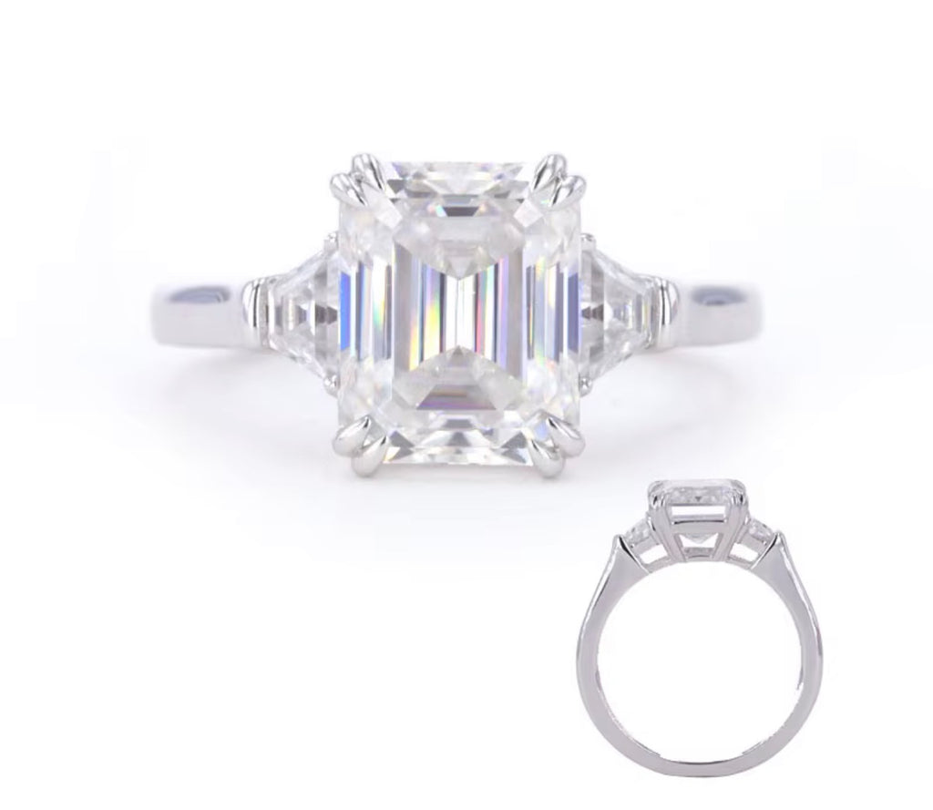 2.81 ct Three-Stone Lab-Grown Diamond Ring | 18K White Gold | NGTC Certified
