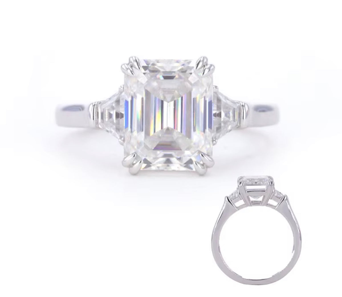 2.81 ct Three-Stone Lab-Grown Diamond Ring | 18K White Gold | NGTC Certified