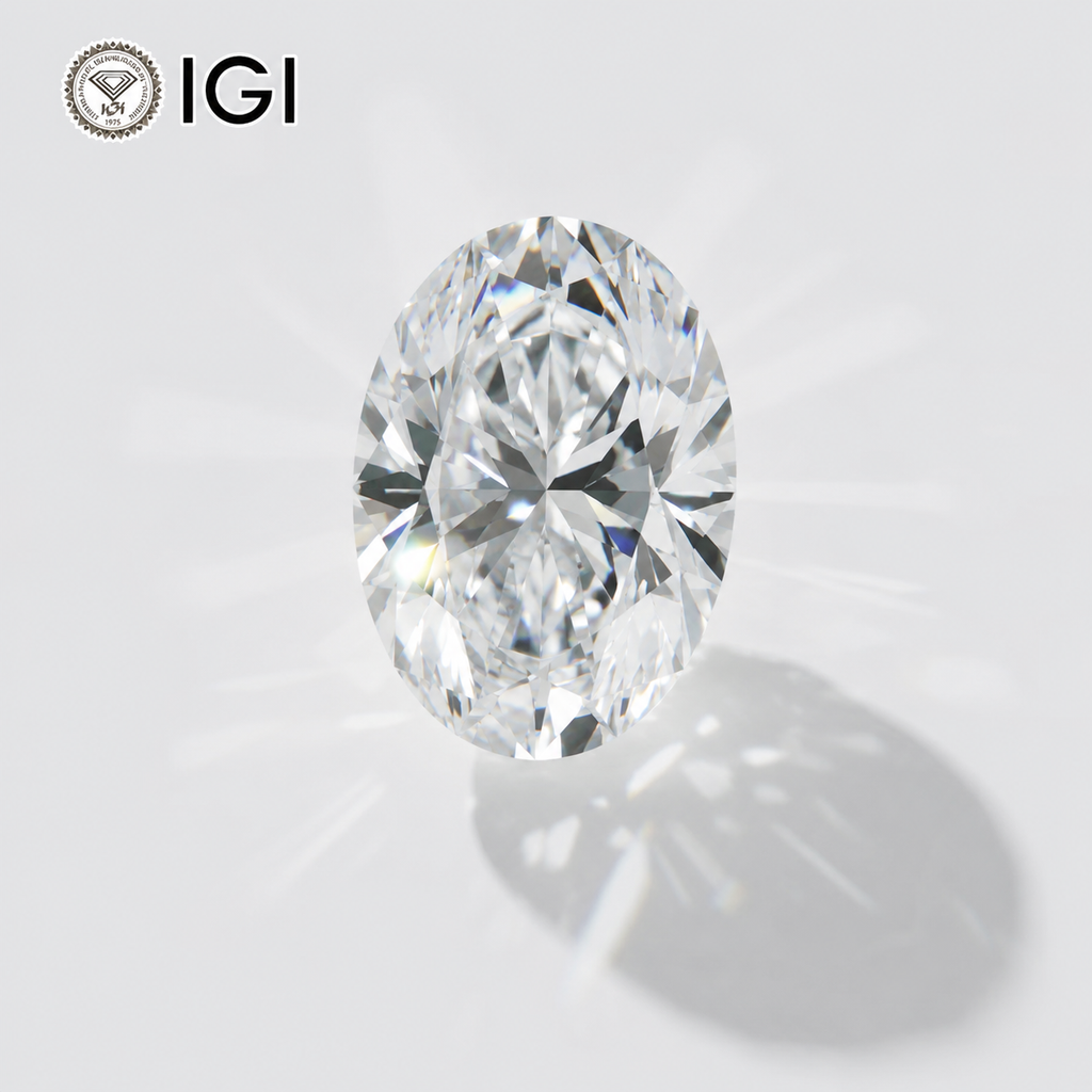 Diamante ovalado cultivado en laboratorio de 1,00 ct | Color D | VVS2 | Certificado IGI