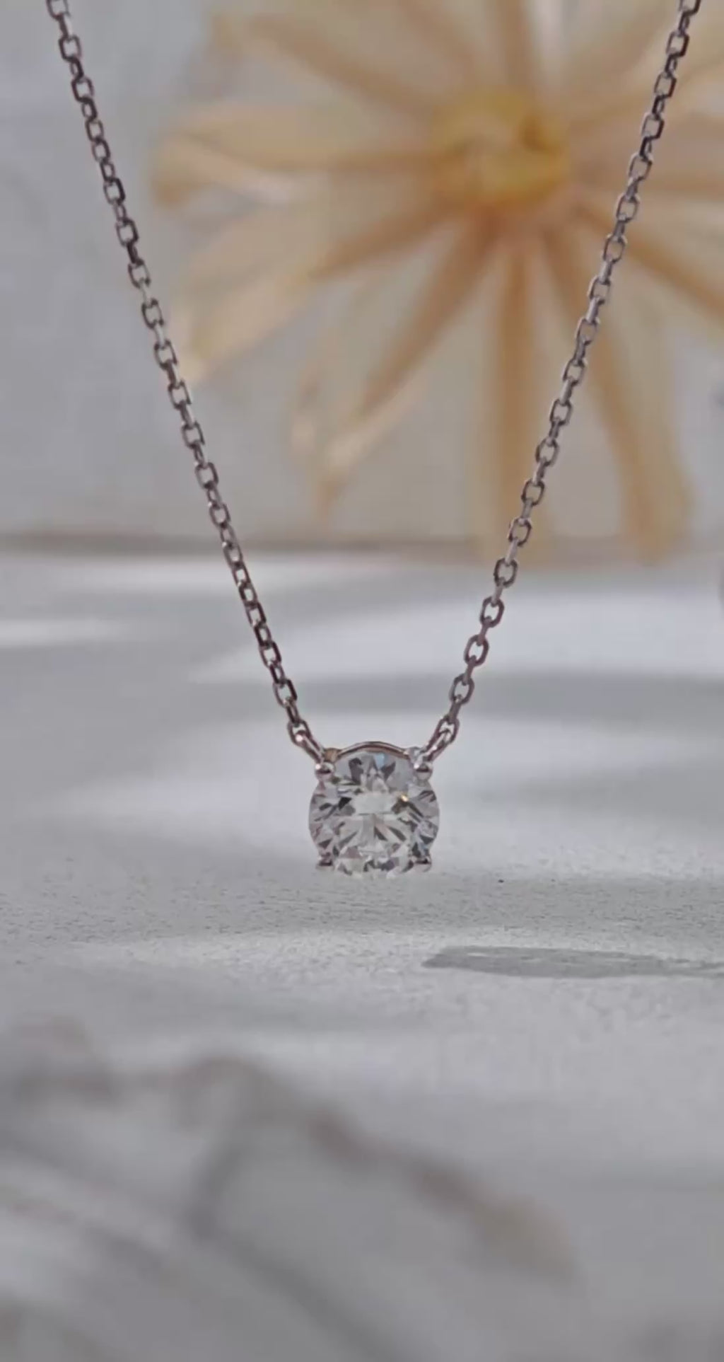 1.10 ct Round Lab-Grown Diamond Solitaire Necklace | IGI Certified | 10K White Gold