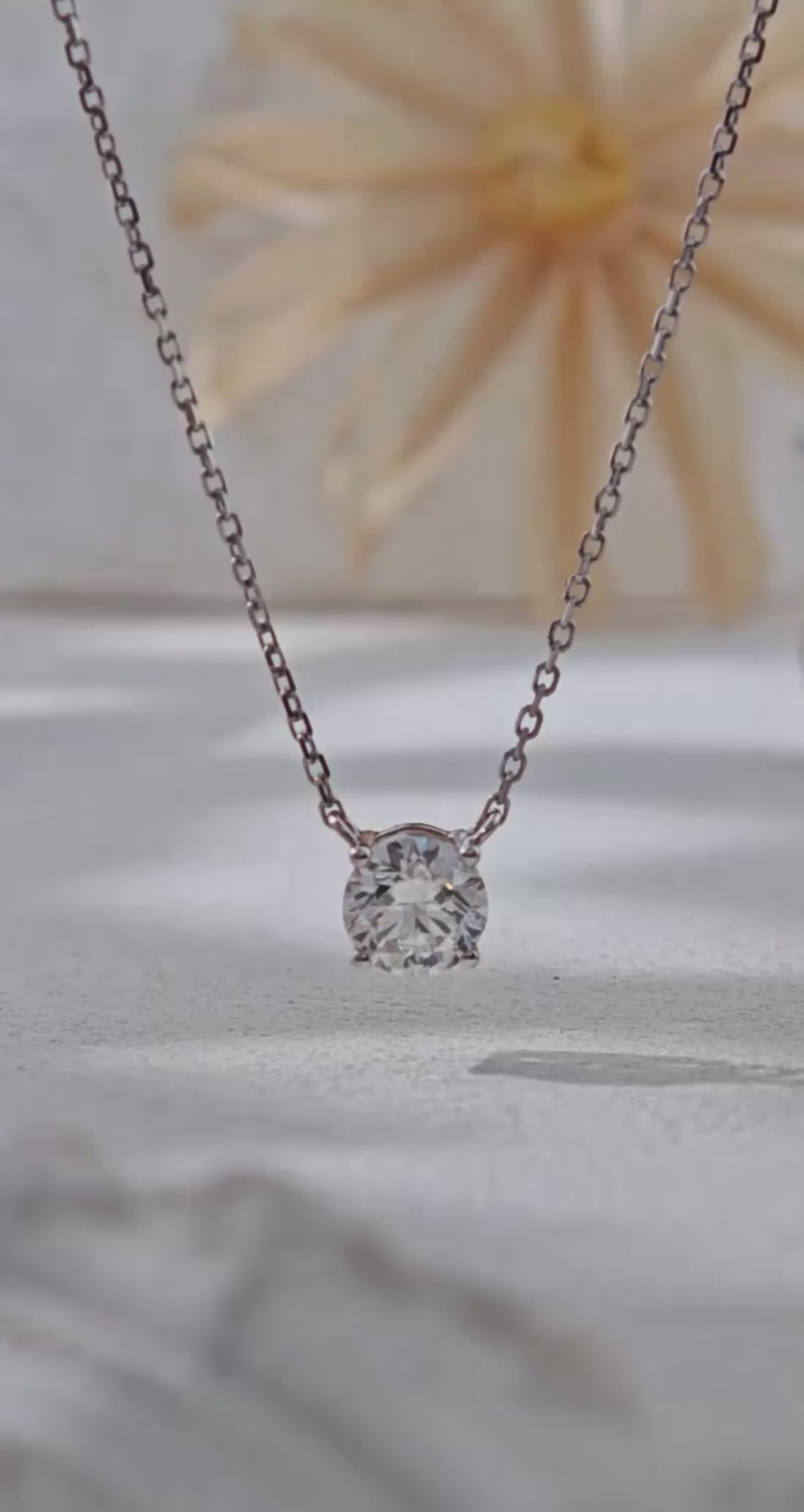 1.10 ct Round Lab-Grown Diamond Solitaire Necklace | IGI Certified | 10K White Gold