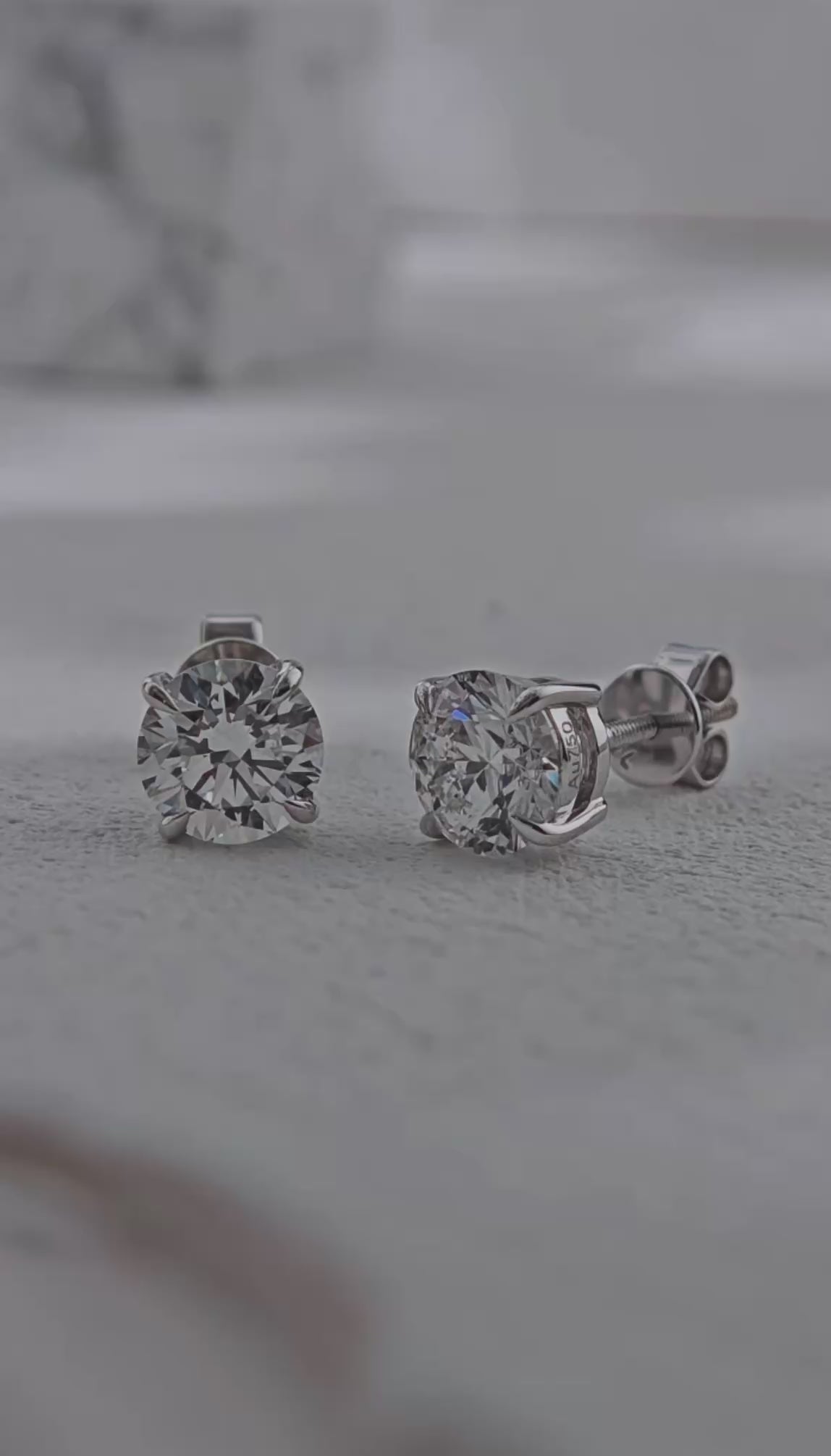 2.00 ct Round Lab-Grown Diamond Stud Earrings | IGI Certified | 10K White Gold