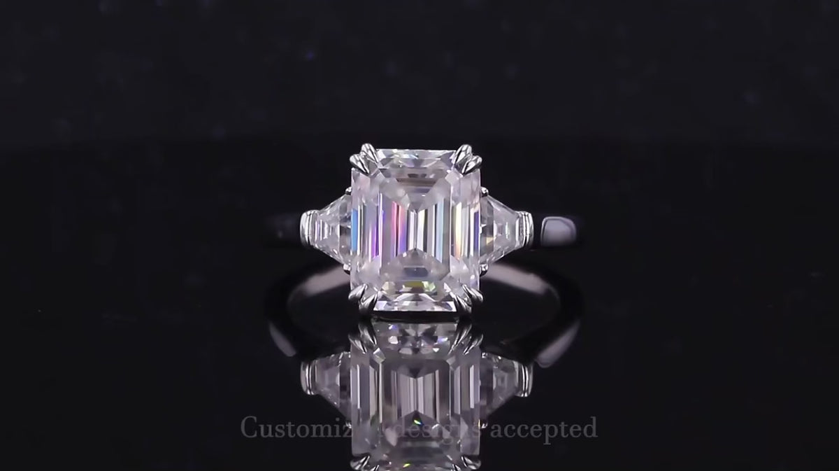 2.81 ct Three-Stone Lab-Grown Diamond Ring | 18K White Gold | NGTC Certified